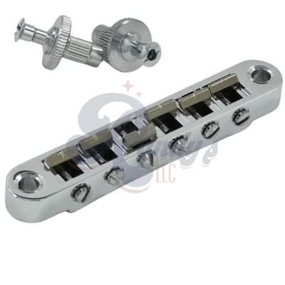 Advanced Plating 1219-23C Pinnacle Tune-O-Matic TOM Locking Bridge & Posts w/ Titanium Saddles - Fits Gibson® & Heritage®-Chrome image 1
