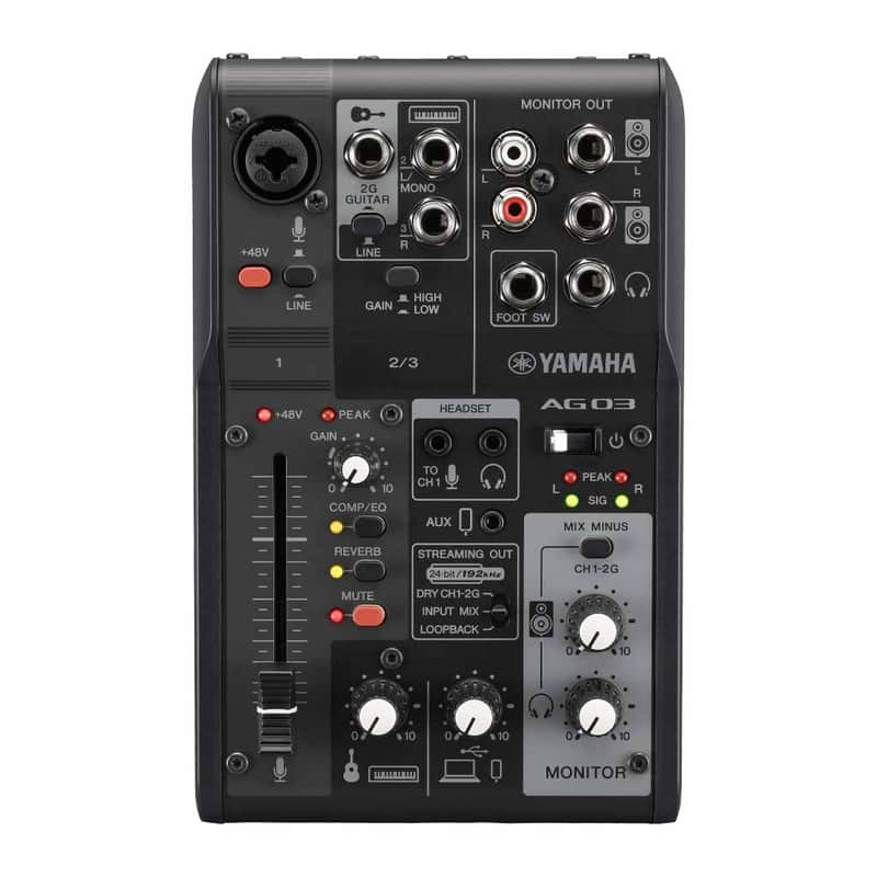 Yamaha AG03MK2 3-Channel Live Streaming Loopback Audio USB Mixer - Black image 1