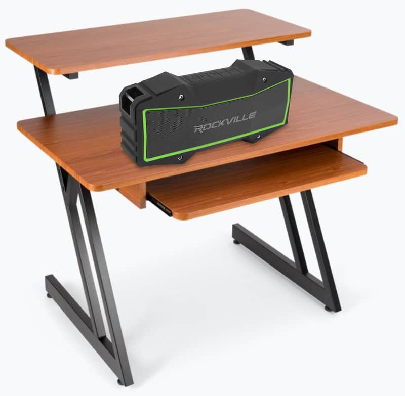 On-Stage WS7500RB Workstation Desk w/Keyboard Tray+Bluetooth Speaker image 1