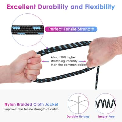 10FT 2 Pack Instrument Cable - Electric & Bass Guitar, Keyboard, AMP Cord - 1/4 Inch Right Angle Black & Blue image 6