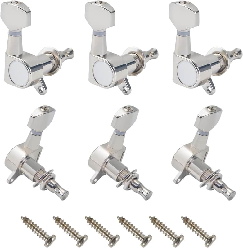 Guitar Tuning Pegs, Small Square Sealed Machine Heads, 6 Pack Acoustic & Classical Guitar Tuners, Smooth Tuning Replacement for Guitar Parts(Nickle) image 1