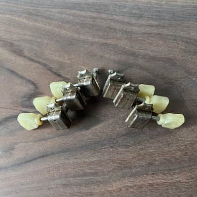 Kluson Deluxe Tuner Set Keystone Button No Line Single Ring Vintage 1952-1956 - Nickel image 2