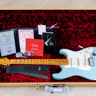 2023 Fender Custom Shop Limited Edition 1957 Stratocaster Relic Faded Daphne Blue w/ Case, COA, Tags image 24
