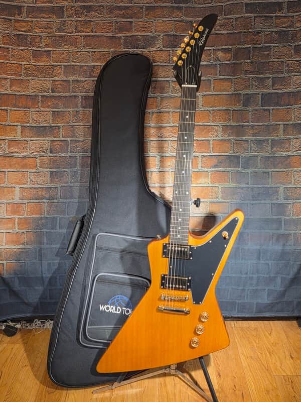 Epiphone 2016 '58 Korina Explorer Korina Black Pickguard w/ World Tour Gig Bag image 1