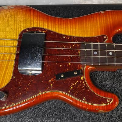 NEW! Fender Artisan Flame Maple Top Precision Bass Relic - Custom Shop - Aged Cherry Sunburst - Absolutely Beautiful - Flamed Roasted Maple Neck - Authorized Dealer - 9.3lbs - G06781 image 4