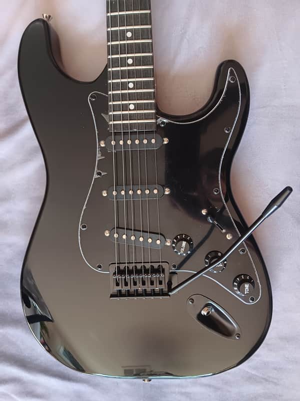 Stratocaster Style Electric Guitar, Custom Black on Black image 1