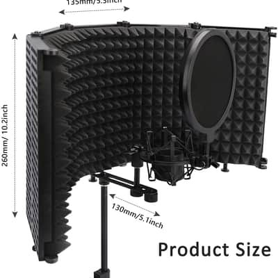 Microphone Isolation Shield Foldable Panel With 5/8" Mic Threaded Mount Sound Absorbing Shield image 2