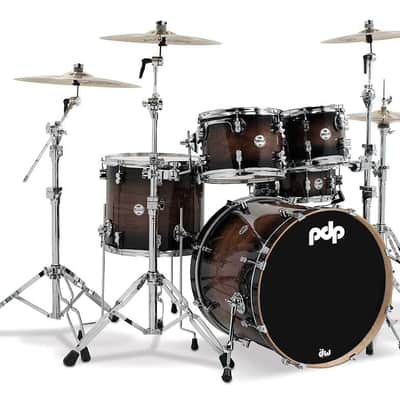 Pacific by DW 5-Piece Concept Maple Exotic Shell Pack (Charcoal Burst over Walnut) (PDCMX2215WC) image 1