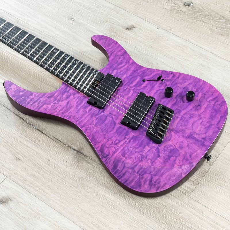 Legator N7FSS Ninja 7 Super Shred Multi-Scale 7-String Guitar, Purple Magenta Quilt image 1