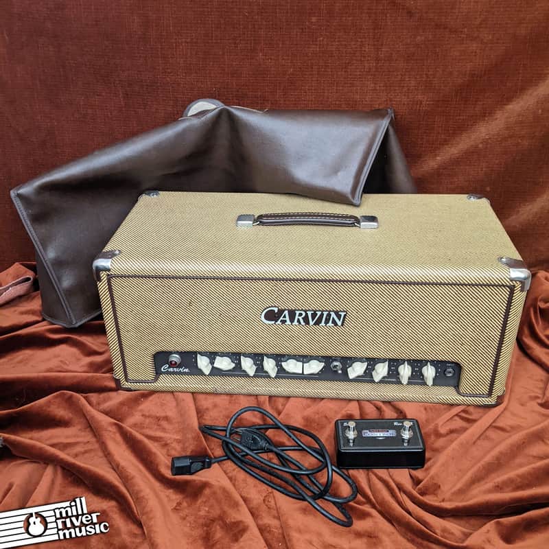 Carvin VT50 50W Guitar Tube Amplifier Head Lacquered Tweed w/ Footswitch & Cover image 1