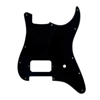 11-Hole Single Humbucker Strat Pickguard - 1-Ply Black image 1