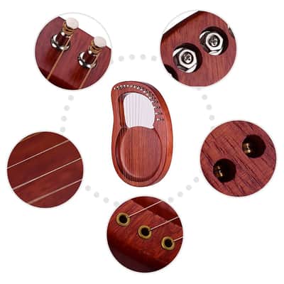 16-String Wooden Lyre Harp Metal Strings Mahogany Solid Wood String Instrument with Carry Bag image 5