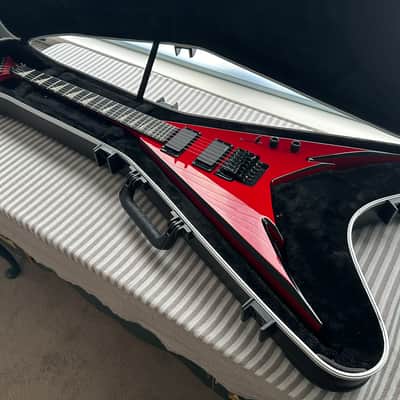 Jackson Pro Series Phil Demmel Signature Demmelition Pro King V, NOS condition, NECK-THRU construction, Floyd Rose Tremolo, Active EMG pickups, RED with BLACK BEVELS, with OEM Jackson FLYING V Hardshell Case, original accessories image 23