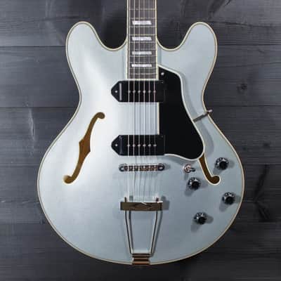 Eastman T64 Trapeze Iced Blue Metallic Hollowbody Electric Guitar image 1