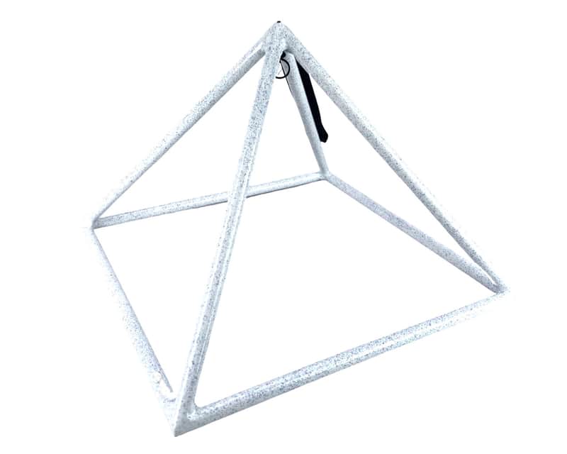 14” Zen Pyramids Incredible Harmonic Alloy Singing Pyramid -White w/ Bamboo Mallet image 1