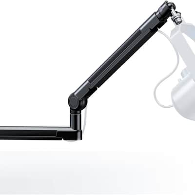 Mic Stand Desk, Low/High Profile Mic Arm Bear 4.5LBS with Extension Riser, Adjustable All Metal Desk Microphone Stand with Cable Channel, Boom Arm Mic Stand with 3/8'' 5/8'' Interface image 1