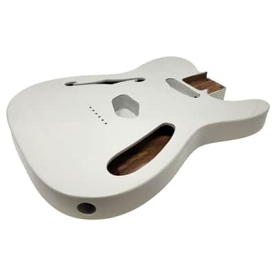 Olympic White T-Style Thinline Guitar Body – Roasted Ash – Fender-Spec – Semi-Hollow – Gloss Finish image 2
