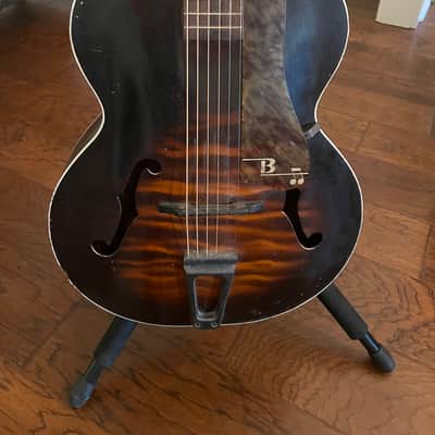 Lyra Acoustic Archtop 1930s Kay Harmony Oscar Schmidt May Bell - Sunburst Faux Flame Stencil image 2
