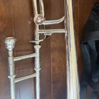 Silver Trigger trombone, open wrap, with case and mouthpiece image 3