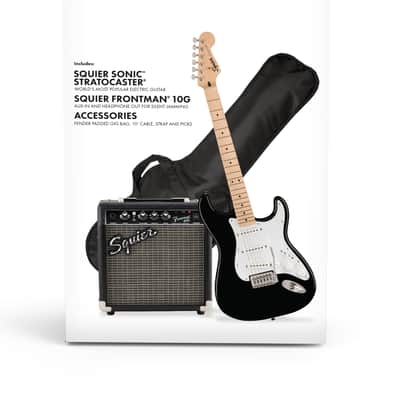Squier Sonic® Stratocaster® Electric Guitar Pack, Maple Fingerboard, Black, Gig Bag, 10G - 120V image 9