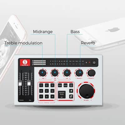 SABINETEK SabineCast Audio Mixer Sound Board with Wired Microphone P100GY-PM01BK image 4