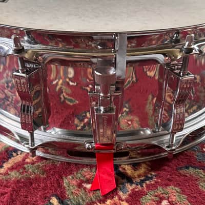 Ludwig L-600 S/L Series 5x14" 8-Lug Wood Snare Drum with Rounded Blue/Olive Badge 1984 - 1988 - Chrome image 3