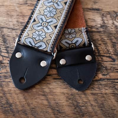 Vintage Gold 60s/70s Hippie Guitar Strap / Real Suede Backing / Handmade in the UK image 5