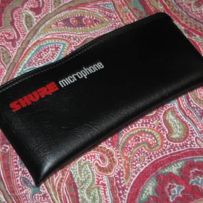 lightly used very clean 1980s Shure microphone pouch, outer areas are black vinyl with a very light reptile texture/appearance & one area has a red & silver graphic / inside is black / black zipper (NO microphone) 10 inches W, 4 & 1/2 inches H image 9
