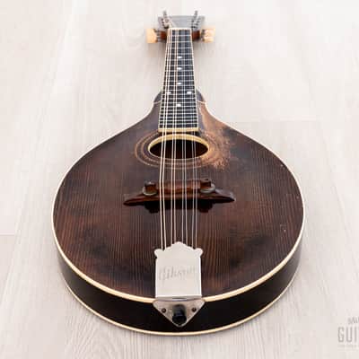 1919 Gibson Style A-2 Vintage A-Style Carved Top Mandolin Sheraton Brown w/ Faultless Case image 13