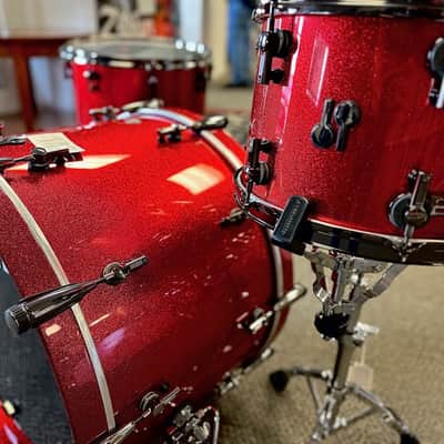 Sonor SQ2 3pc Medium Maple Shell Pack in Red Sparkle Lacquer 13/16/24 image 1