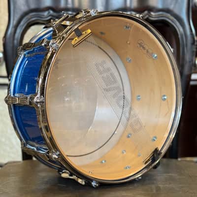 USED 90's Ludwig 6.5x14 Monroe Era Classic Maple Snare Drum in Blue Sparkle image 6