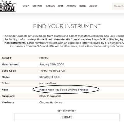 Ernie Ball Music Man Sting Ray 4 Fretless (Modified) 2000 Natural Ash image 17