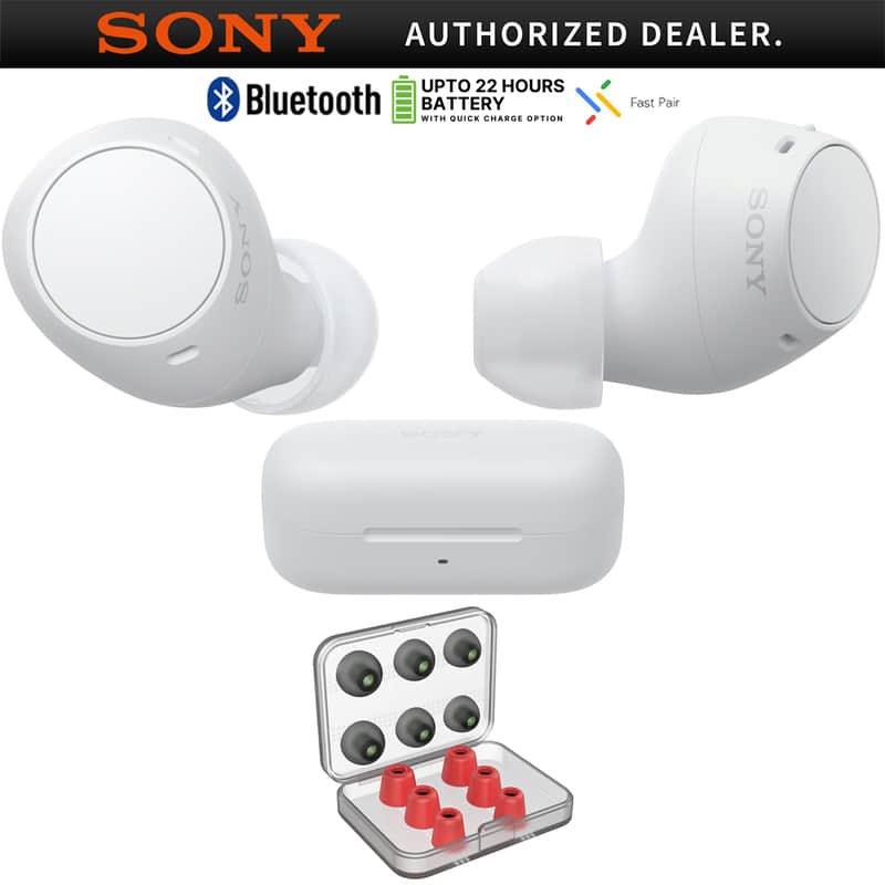 Sony WF-C510 Truly Wireless Earbuds, White Bundle with Deco 6 Pairs of Earbud Tips image 1