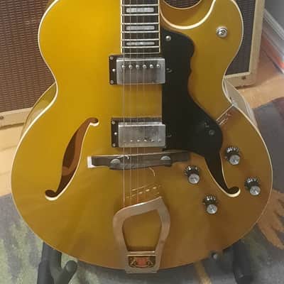 Hagstrom HJ500 Vintage Series Gold Top Jazz Hollowbody Guitar Sweden image 2