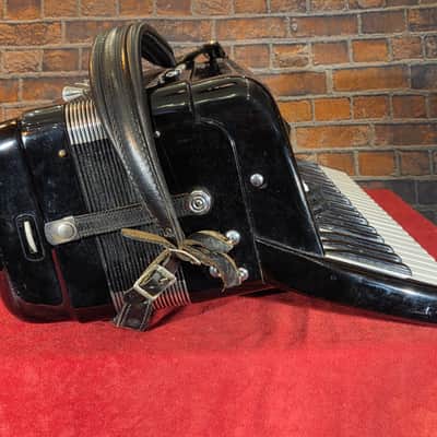 Vintage 1960s Philharmonic Piano Acoustic-Electric Accordion Black w/ OHSC & New Strap image 7