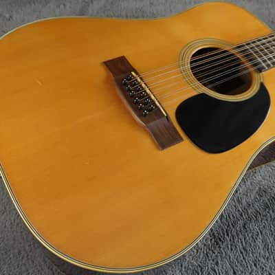 Vintage Jumbo 12-String Acoustic Guitar Japan Made w/ Hard Case image 5