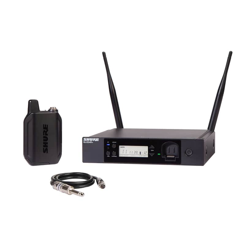 Shure GLXD14R+ Dual Band Pro Digital Wireless System for Guitar and Bass - 12-Hour Battery Life, 100 ft Range | Includes 1/4" Jack Instrument Cable & Single Channel Rack Mount Receiver (GLXD14R+-Z3) image 1