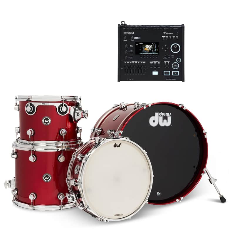 DW DWe 4pc Electronic/Acoustic Drum Shell Pack w/V71 Module Black Cherry Metallic image 1