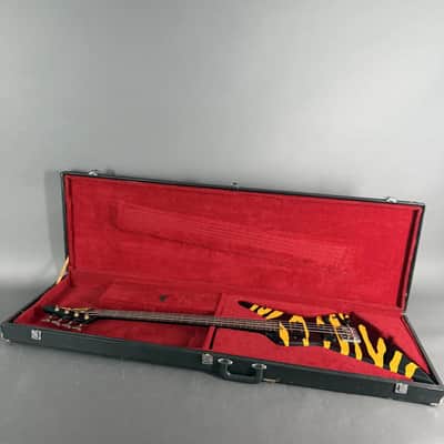 Aria Pro II ZZB Deluxe Explorer Bass Black Yellow Zebra / Tiger image 15