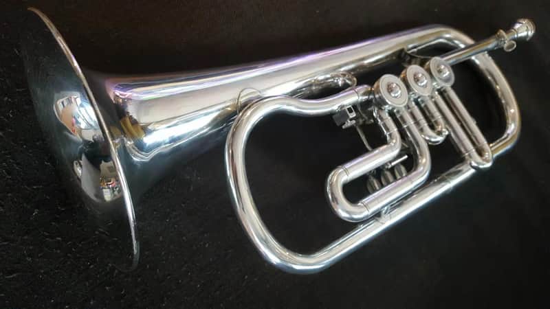 Professional Bb Flugelhorn Engrave Silver Rotary Valves image 1