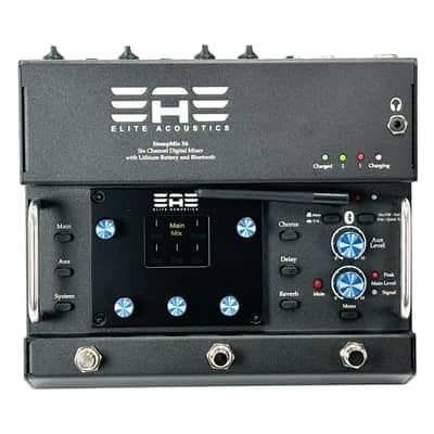 Elite Acoustics StompMix X6 - open box - Rechargeable Six chan Preamp/digital pedal board mixer Black image 3