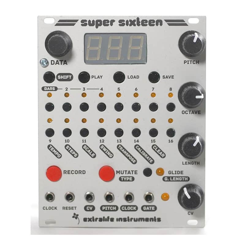 Extralife Instruments Super Sixteen Eurorack Sequencer Module (Silver) image 1