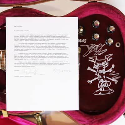 1999 Gibson SG Standard Vintage Reissue Cherry Red Electric Guitar Guns N’ Roses Signed by Slash Signature with Caricature Drawing & Brown TKL Hard Case image 3