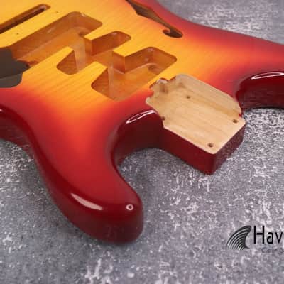 Sienna Burst F-Hole 2PC Alder S type Body Tremolo Rout, ST Custom S-Style Body, Vintage Guitar Part Replacement, Guitar DIY Building Kit image 3