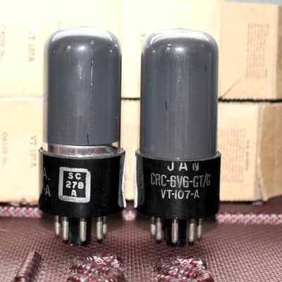 RCA 6V6GT/G U.S. ARMY 6V6GT VT107 PERFECT MATCH PAIR BLACK PLATE PAN GETTER NOS++NIB MINTY VINTAGE 1943 image 3