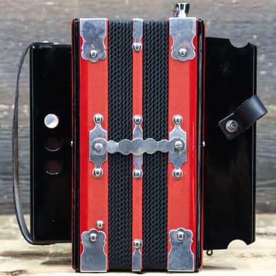 Gagné & Frère 1-Row 2-Bass 10-Treble Button "D" Red & Black Diatonic Accordion image 2