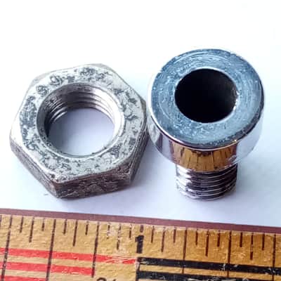 Sonor Teardrop Muffler Shell-Mount Squared-Off Bracket+Hex Nut Vintage60s German image 3