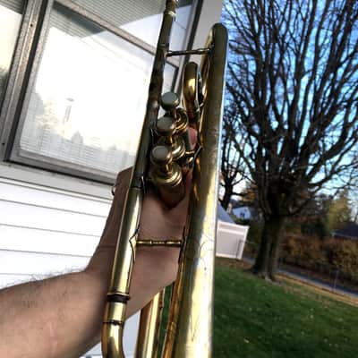 SUMMER DEAL CONN 80A 1923 GOLD PLATE CORNET STENBERG NEEDS SOME CLEAN UP SOLDER AREAS VALVES SEEM  GOOD PLAY DECENT GOLD PLATE WEAR NOT PERFECT image 16