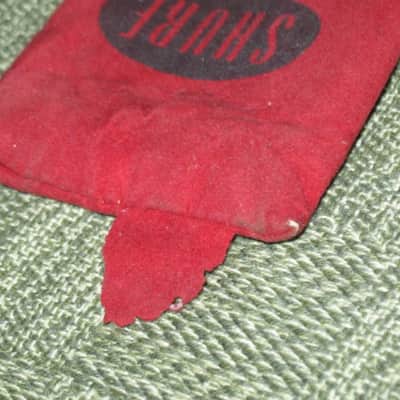 vintage Shure microphone pouch 1960s / 1970s - Outer areas: red thin velvet with black graphic / Inner areas: tan thin canvas (11 & 1/8" x 3") image 20
