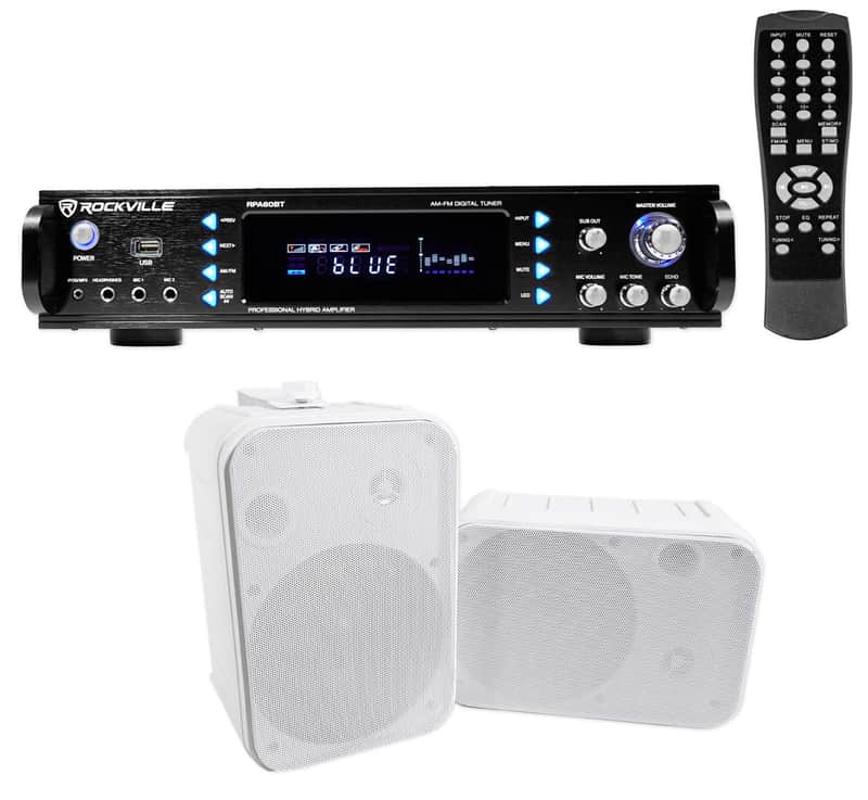 Rockville Home Theater Bluetooth Receiver + (2) 6.5" Speakers w/Swivel Brackets image 1